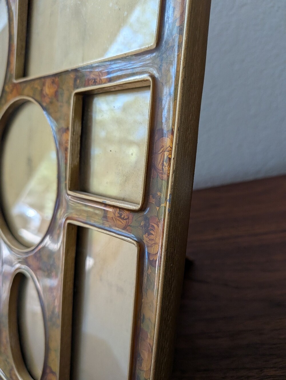 Vtg Bucklers Inc Fifth Ave NY Large Collage 8 Picture Frame Floral Enamel Yellow - Picture 9 of 15